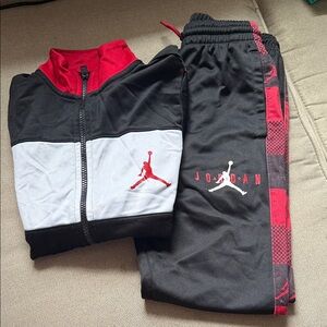 Jordan Black, Gray, and Red Tracksuit